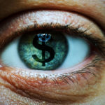 Man with a dollar symbol in his eye